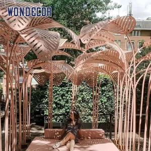 Quality Rose Gold Forged Metal Sculpture 220cm Coconut Tree Sculpture wholesale