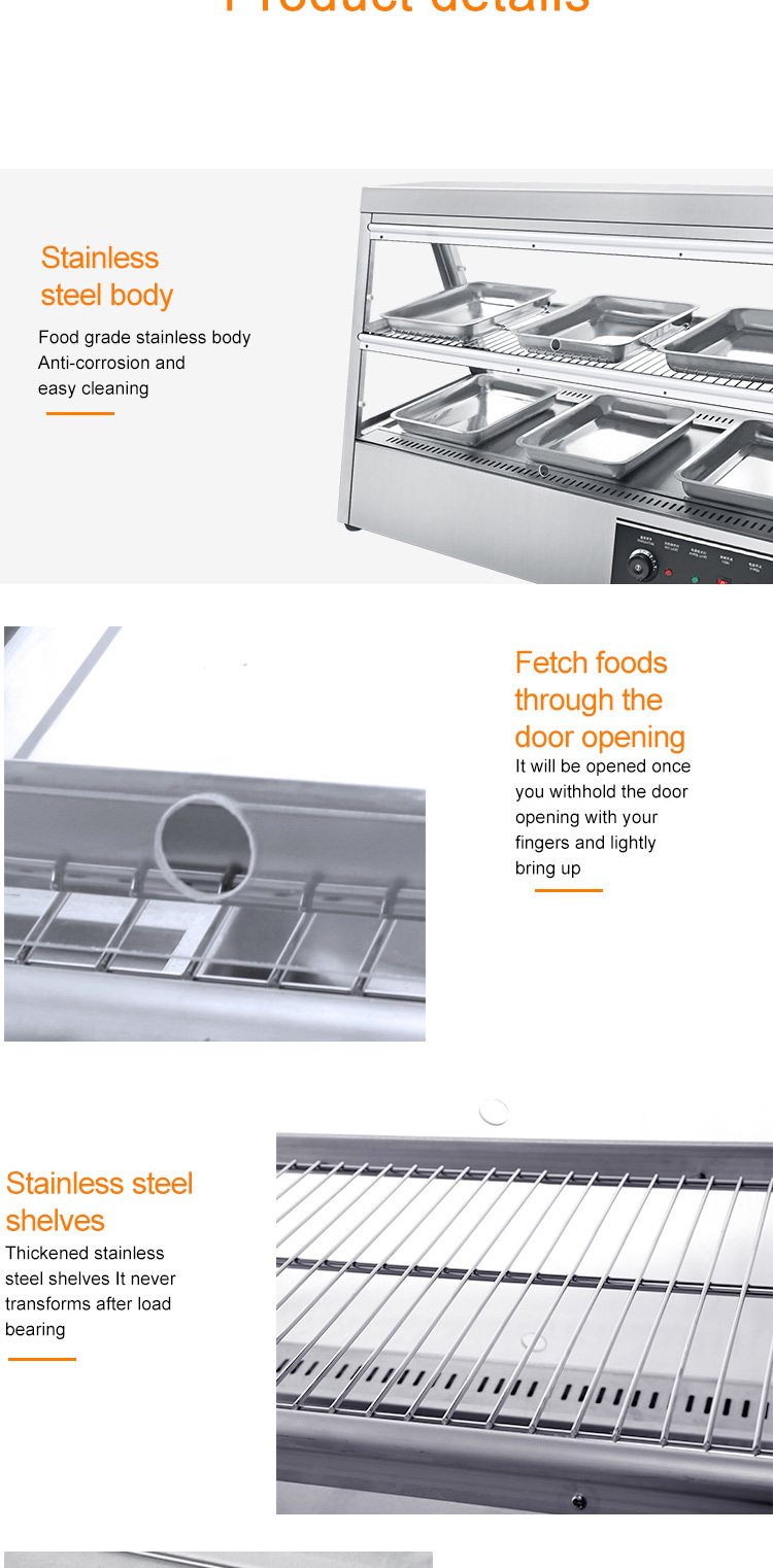Table Top Electric Heated 2 Layer 6 Tray Stainless Steel Food Display Warmer Showcase