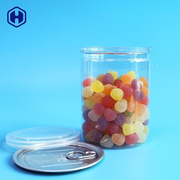 Canned Food PET Plastic Cylindrical Containers Snack Candies Packing