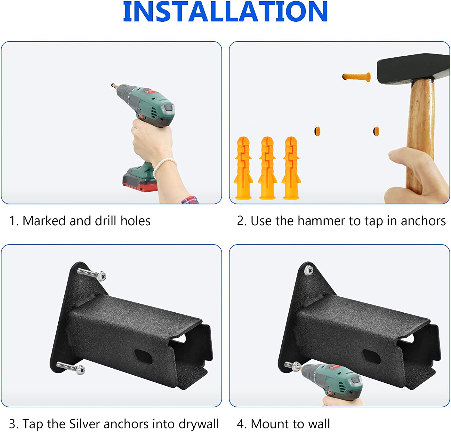 Carbon Steel Hitch Wall Mount Versatile Storage Device for Bike and Cargo Hitch Rack
