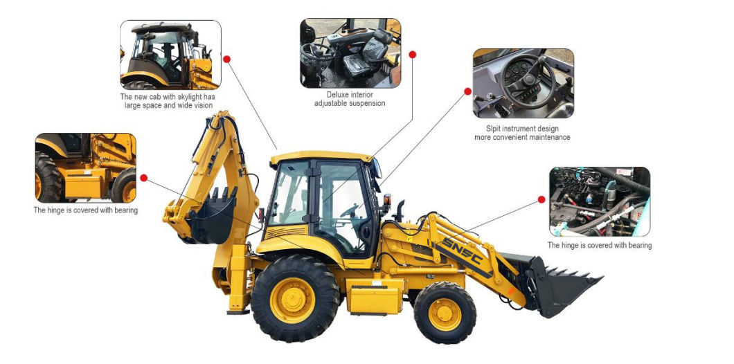 Front End Loader Backhoe 4X4 2.5 Ton Mini Payloader Joystick Tractor Mini Retroexcavadora Back Hoe Loader Excavator
