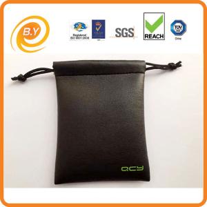 Quality PU Custom Leather Drawstring Pouch OEM , BSCI 10.5cm Jewelry Packaging Pouch wholesale