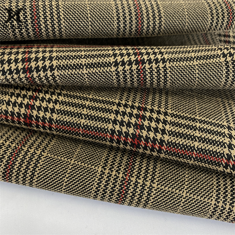 Medium Weight Recycled Polyester Woven RPET Yarn Dyed Check Fabric for Blazers and Formal Suits