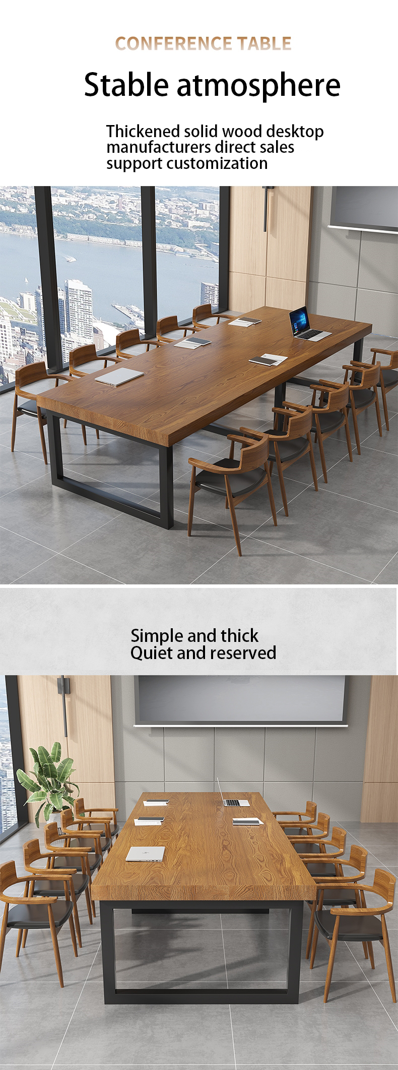 European Style School Negotiation Table with Convertible Design and Solid Wood Material