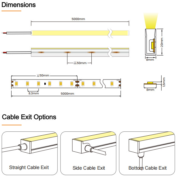 2835 SMD LED Strip Neon Light Side Bend IP65 / IP67 With Support Customization