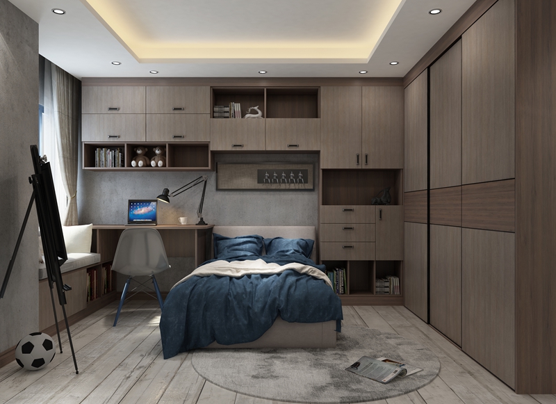 Portable Bedroom Furniture Closet Custom Open Design for Modern Villa Veneer Wardrobes