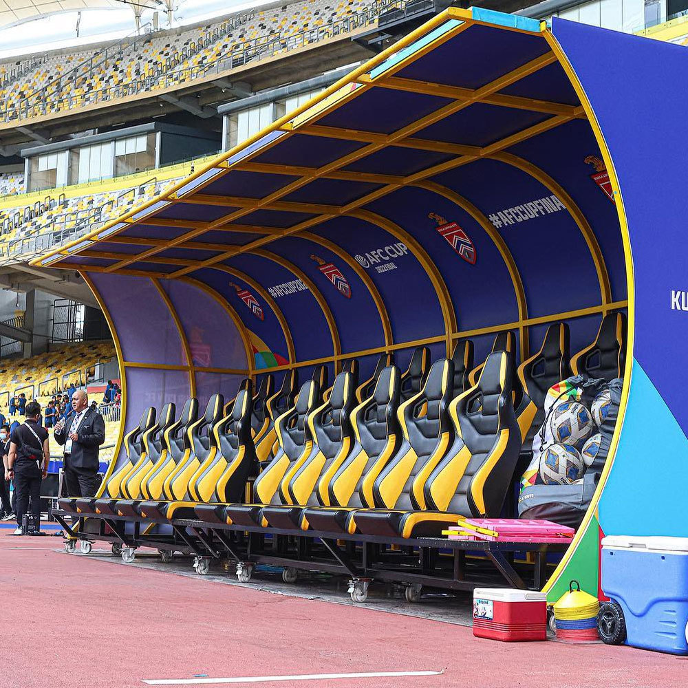 Foldable Double Row Soccer Pitch Leather Football Substitute Bench Sideline Solution