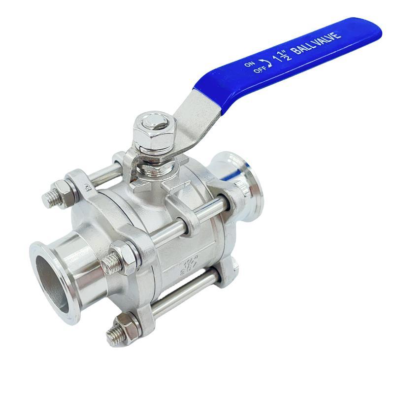 High Quality 304 Stainless Steel 3PC Clamp Ball Valve with Handle