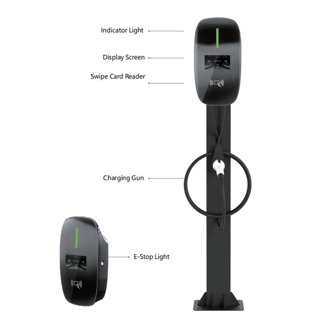 Wall Mounted Electric Car Charging Pile IP65 380Vac Pile Charging