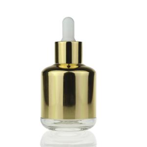 Quality Glass 30ml Empty Dropper Bottles aluminum Collar For Cosmetic Serum wholesale