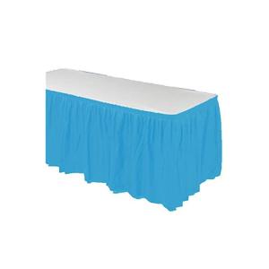 Quality KINSHUN Plastic Table Skirt Rectangle Light Blue Color Party Table Skirt wholesale