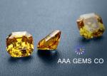 VVS1 Colored Asscher Cut Moissanite 9mm Synthetic Moissanite Yellow
