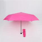 Pink Compact Three Fold Umbrella 19 Inch Portable Small Folding Umbrella