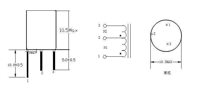 DR10 * 10 Radial Leaded Inductors 3 Pins 2 Winding UL - Polyolefin Shrinking Tubing