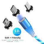 Pogo Pin Luminous LED Lighting Magnetic USB Charging Cable for Cell Phones