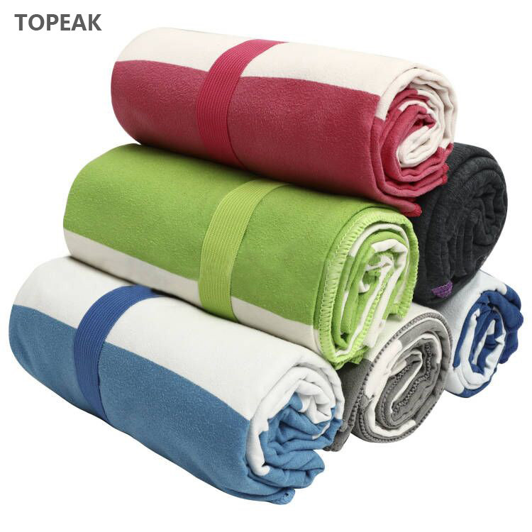 Luxury Green And White Striped Beach Towel Large Microfiber 256g