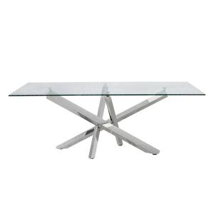Quality Simple Design SS Steel Furniture Glass Top Civil Table wholesale