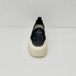 Women Black Breathable Espadrilles Sneakers With Pearls On And Low Top