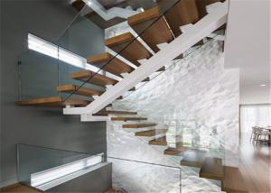 Quality Contemporary Straight Flight Staircase Glass Railing Straight Flight Wooden Timber wholesale