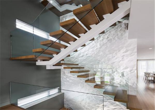Contemporary Straight Flight Staircase Glass Railing Straight Flight Wooden
