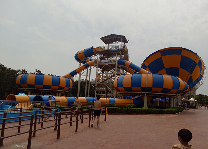 Colorful Super Bowl Water Slide Playground / Fiberglass Water Slide Water Park Project