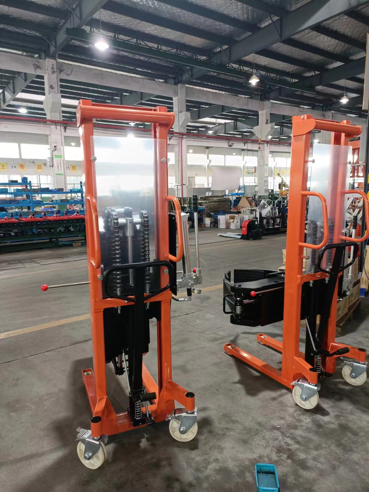 Manual paper roll stacker roll forklift with 90 360 rotation for stacking and conveying paper rolls
