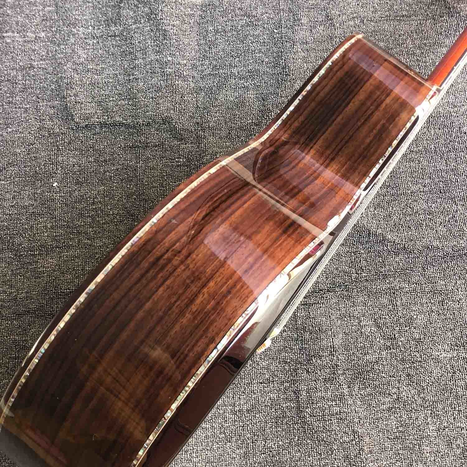 Custom 40 Inch All Solid KOA Wood Solid Rosewood Back Side Real Abalone Acoustic Guitar with BB Band Pickup