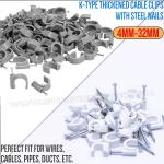 Cable Clips (Wire Clips, Nail Clips), Polyethylene, Black/White, U-Shaped, K