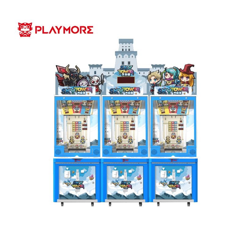 Sky Tower Lottery Mechanical Coin Pusher Machine Build Coin Tower Three Players