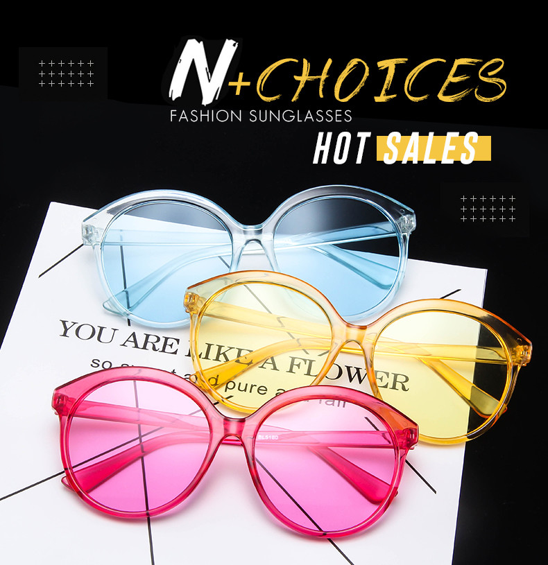Big Frame Retro Jelly Color Round Frame Sunglasses Fashion Trend Glasses