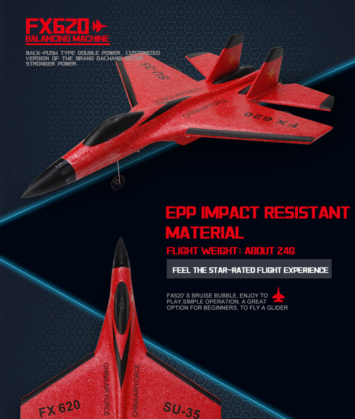 FX620 2.4GHz 2-Channel Foam RC Plane Model Glider RC Jet Airplane with Charging Time of 60 Mins and 3.7V 150mAh Battery