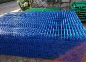 China 50x100mm Square Post Steel Wire Mesh Fence Welded Blue Powder Spraying on sale