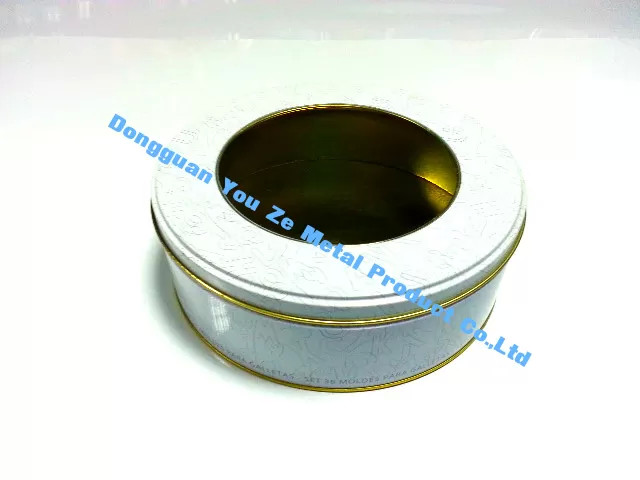 Promotional Round Tin Boxes Wholesale Cookie Gift Tins Clear Window Tin Case