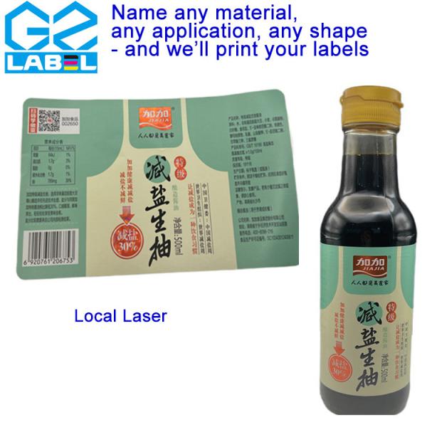 Cheap Waterproof Stickers for Customized Condiment Bottle Labels for sale