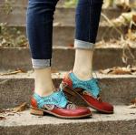 British Style Womens Brogue Oxford Shoes Multi Colored Womens Leather Derby