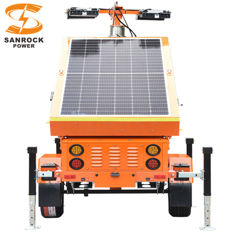 Portable Led Light Towers 60A MPPT Solar Mobile Tower Light Trailer Mounted