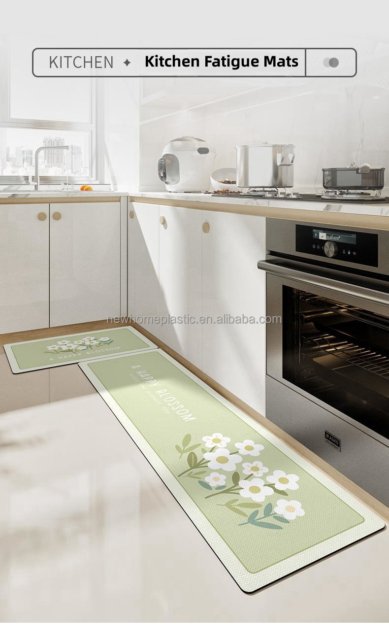 Square Kitchen Floor Mats 45*75cm /45*150cm Waterproof Anti-Slip PVC Bathroom Runner