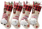 Christmas Stockings 4 Pack 18 inch Large Kids Stocking Bags Hanging Socks for