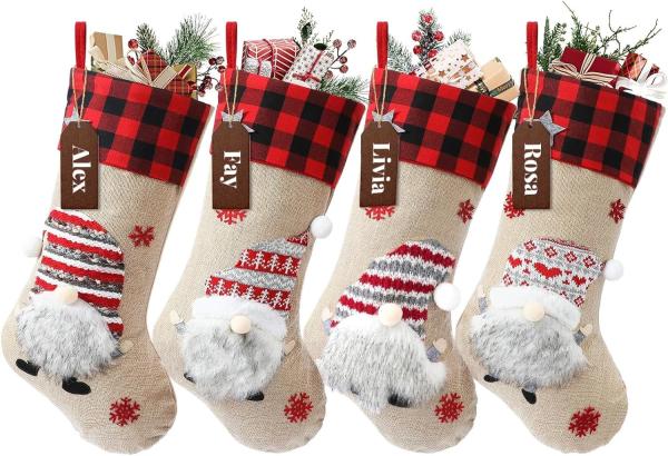 Christmas Stockings 4 Pack 18 inch Large Kids Stocking Bags Hanging Socks for