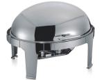 Stainless Steel Oval Roll Top Chafing Dish W/ 6.8L Oval Food Pan W/ Fuel Holder