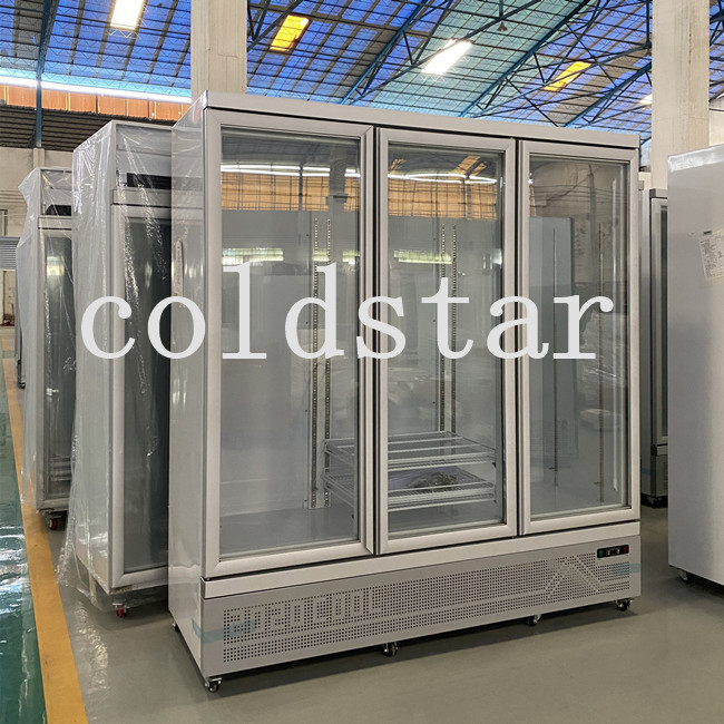 Factory price 3 glass doors beverage upright cooler display fridge refrigerator freezer