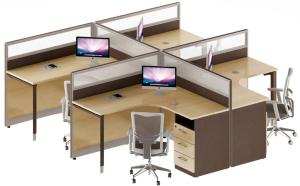 Quality modern 4 seater office galss cubicle table furniture wholesale