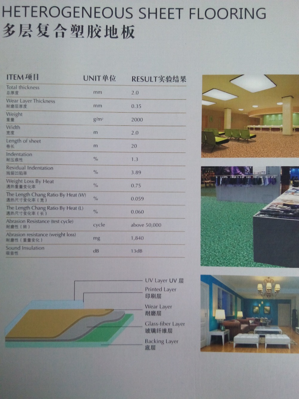 Colored PVC Floor Covering Thickness 2.0mm Anti - Corrosive Feature