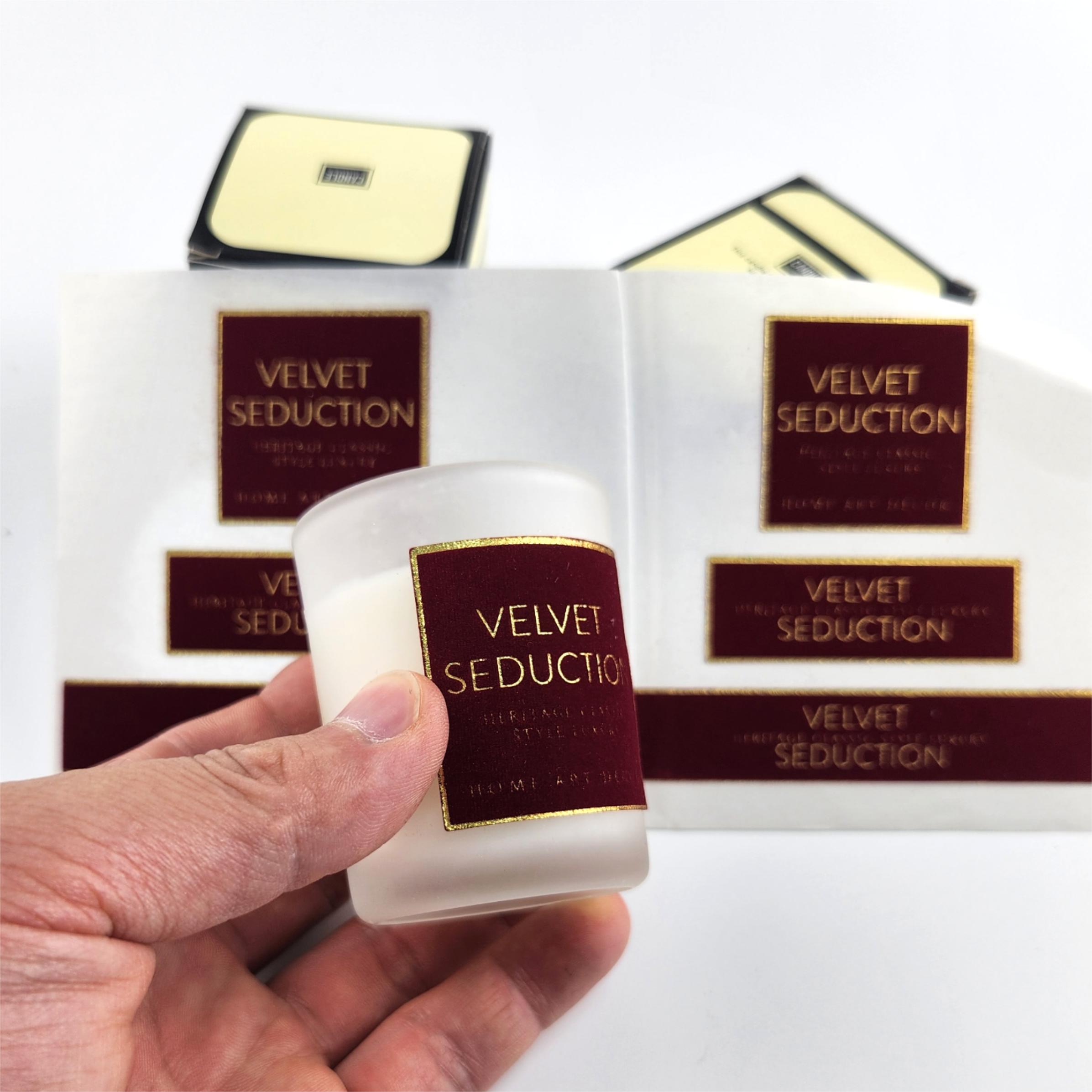 Aromatherapy Velvet Candle Label Printing Gold Foil Double Layer Candle Sticker Labels