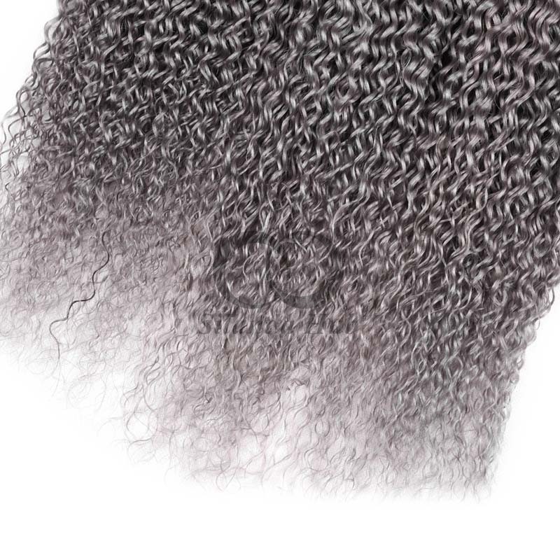 #T1B/Grey Kinky Curly Remy Human Hair Bundles Sew In Weave Bundles Brazilian Bundle Deals