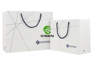 Quality Personalised White Gift Paper Handle Shopping Bags Reusable With Your Own Logo wholesale