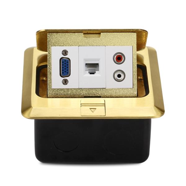 Cheap VGA RJ45 Audio Multimedia Combination Pop Up Brass Floor Sockets Ground Outlet Box Waterproof for sale