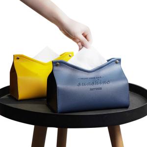 Quality Simple Style Luxury Floral PU Leather Car Toilet Square Tissue Paper Box Cover Holder wholesale