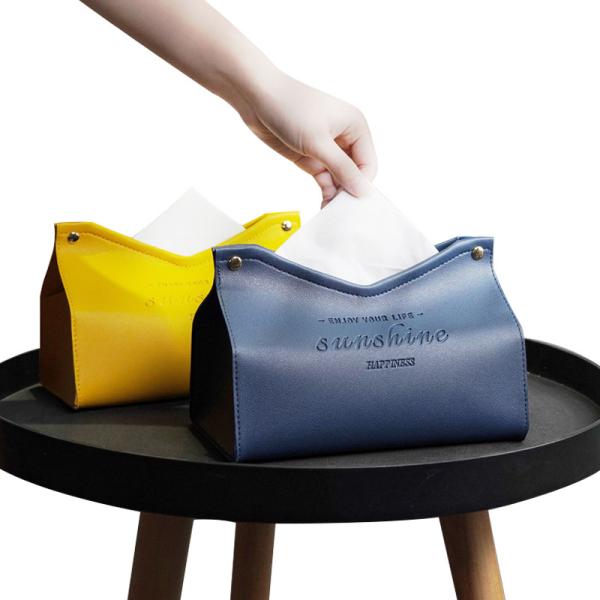 Simple Style Luxury Floral PU Leather Car Toilet Square Tissue Paper Box Cover