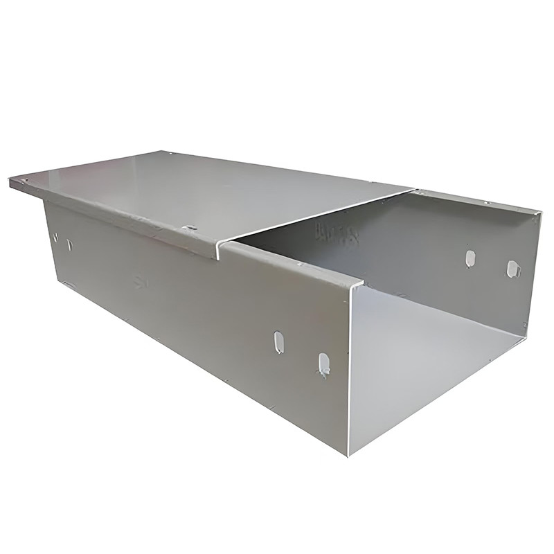 Silver Fully Enclosed Cable Tray / Steel Metal Cable Trough Medium Duty
